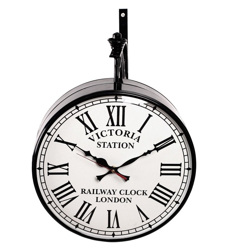 Black Iron Glossy Victoria Double Sided Wall Clock