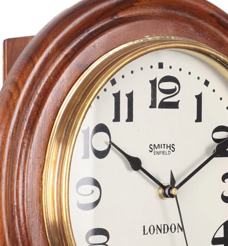 Brown Solid Wood Open Escapement Analog Wall Clock
