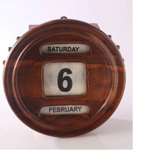 Solid Wood Old Style Manual Wall Calendar