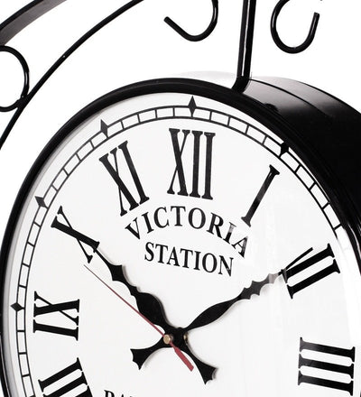 Black Iron Glossy Victoria Double Sided Wall Clock