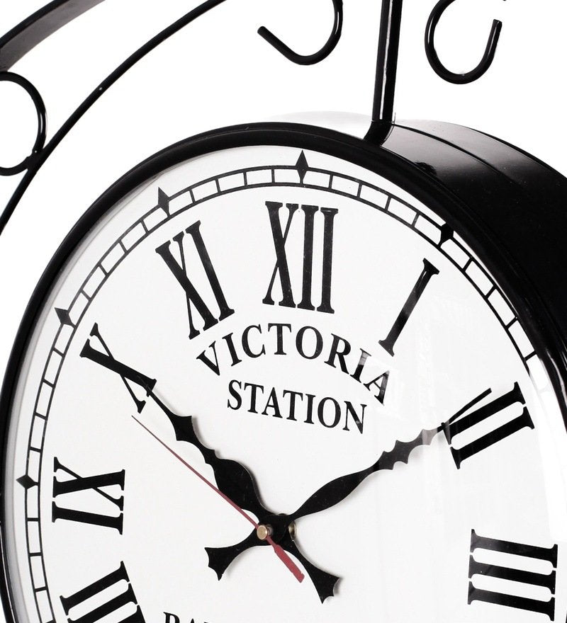 Black Iron Glossy Victoria Double Sided Wall Clock