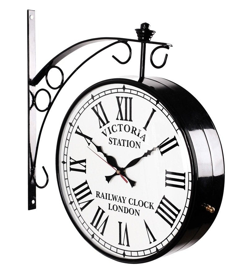 Black Iron Glossy Victoria Double Sided Wall Clock