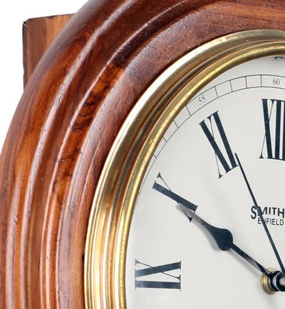 Brown Solid Wood Open Escapement Analog Wall Clock