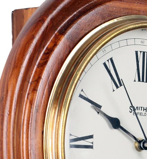 Brown Solid Wood Open Escapement Analog Wall Clock