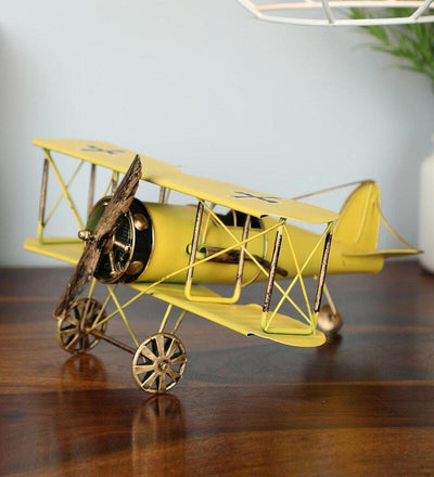 Retro Iron Yellow Military Aircraft Miniature Showpiece