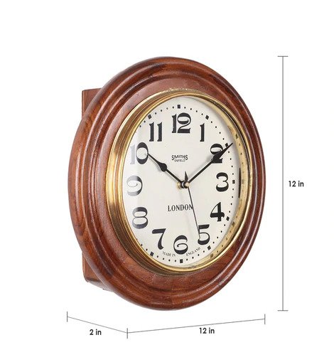 Brown Solid Wood Open Escapement Analog Wall Clock