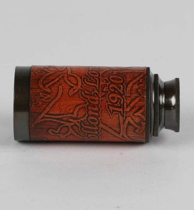 Leather Covered Brass Vintage Compact Telescope In Box