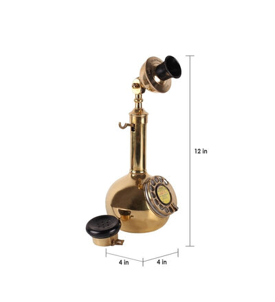 Gold Metal Antique Brass Pot Candle Stick Telephone