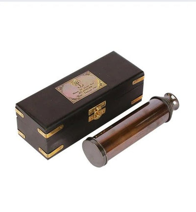 Brown Brass Compact Long Lens Telescope With Box