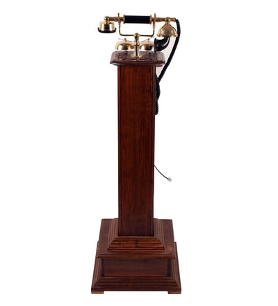 Tower Rotatory Dial Antique Telephone With Clock