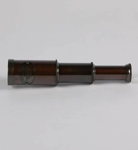 Antique Brown Brass Compact Telescope In Box