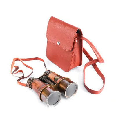 Brown Leather Wrapped Royal Brass Binocular
