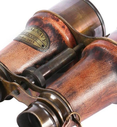 Brown Leather Wrapped Royal Brass Binocular