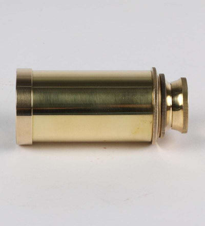 Antique And Compact Gold Finish Brass Telescope In Box