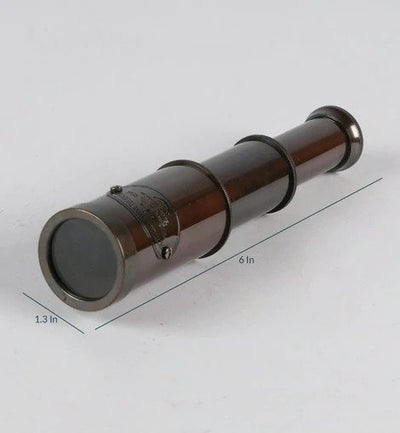 Antique Brown Brass Compact Telescope In Box