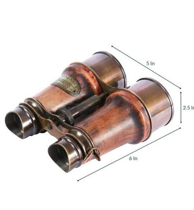 Brown Leather Wrapped Royal Brass Binocular