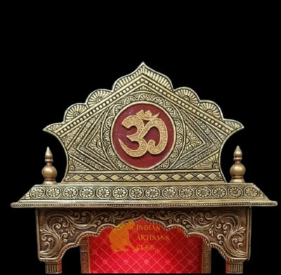 Big Square Mandir With Ghumat/Traditional Indian Style, Big Square Mandir With Ghumat,Hindu Puja Mandir,Pooja Ghar Mandap For Worship Home Office Wall Decor Art