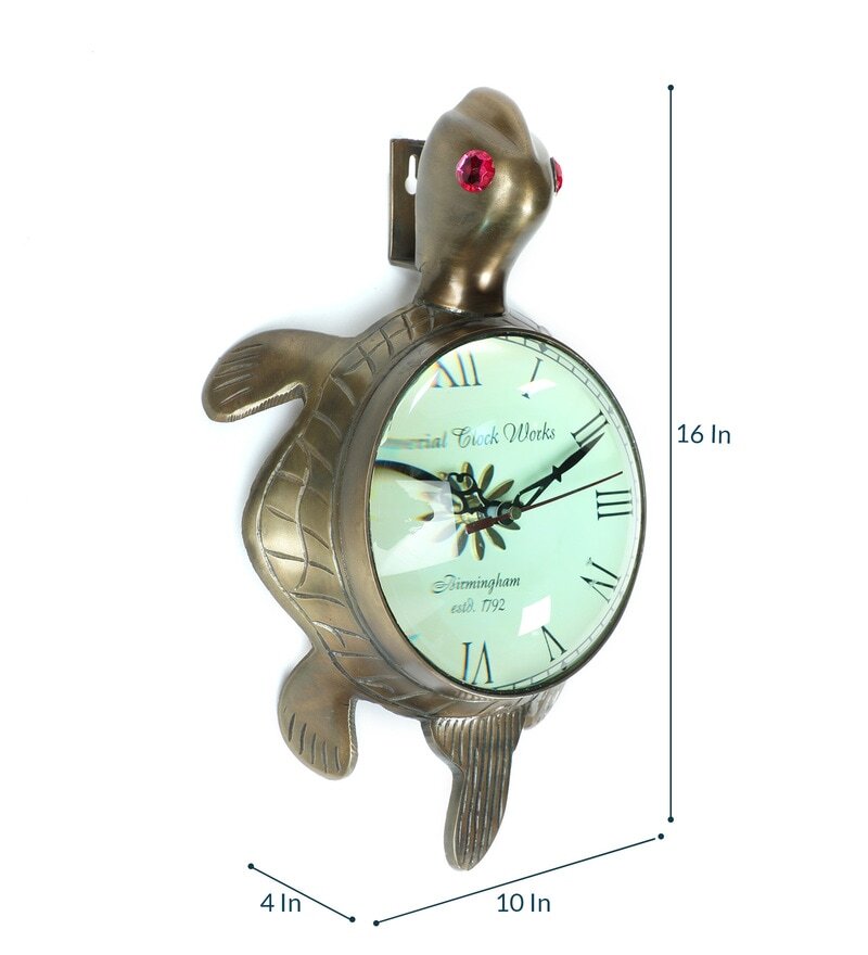 Brass Tortoise Big Wall Clock Antique Style Gold Turle Clock