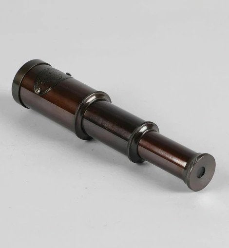 Antique Brown Brass Compact Telescope In Box