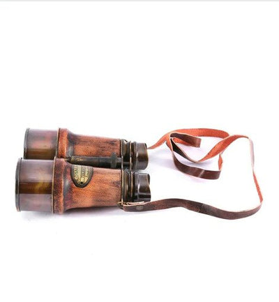 Brown Leather Wrapped Royal Brass Binocular