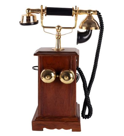 Retro Box Telephone With Clock