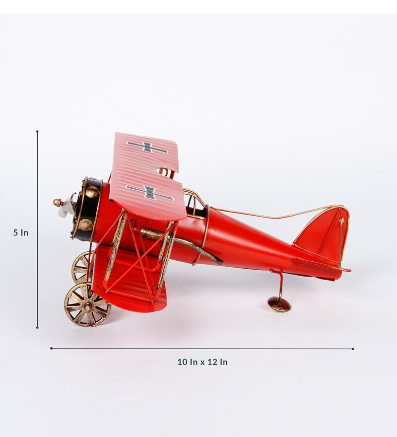 Retro Miniature Red Military Aircraft Showpiece
