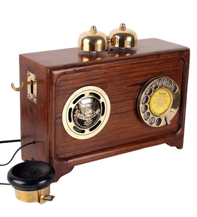 Brown Wooden Fully Working Replica Antique Radio Telephone