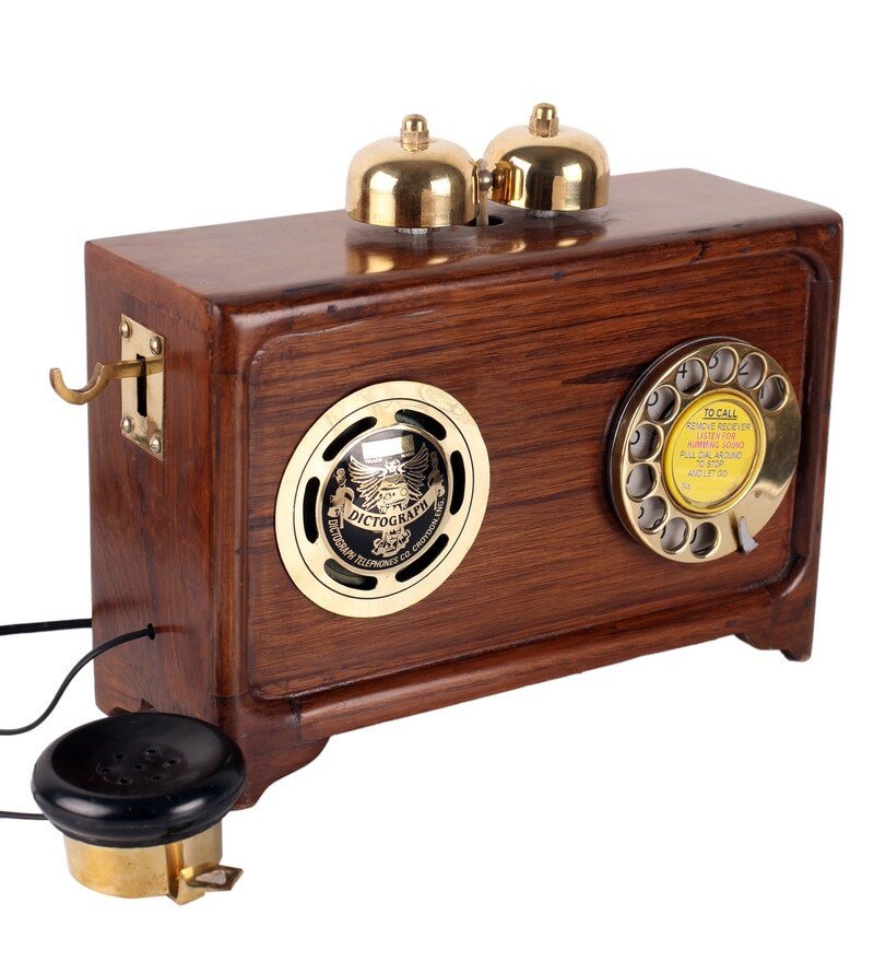 Brown Wooden Fully Working Replica Antique Radio Telephone