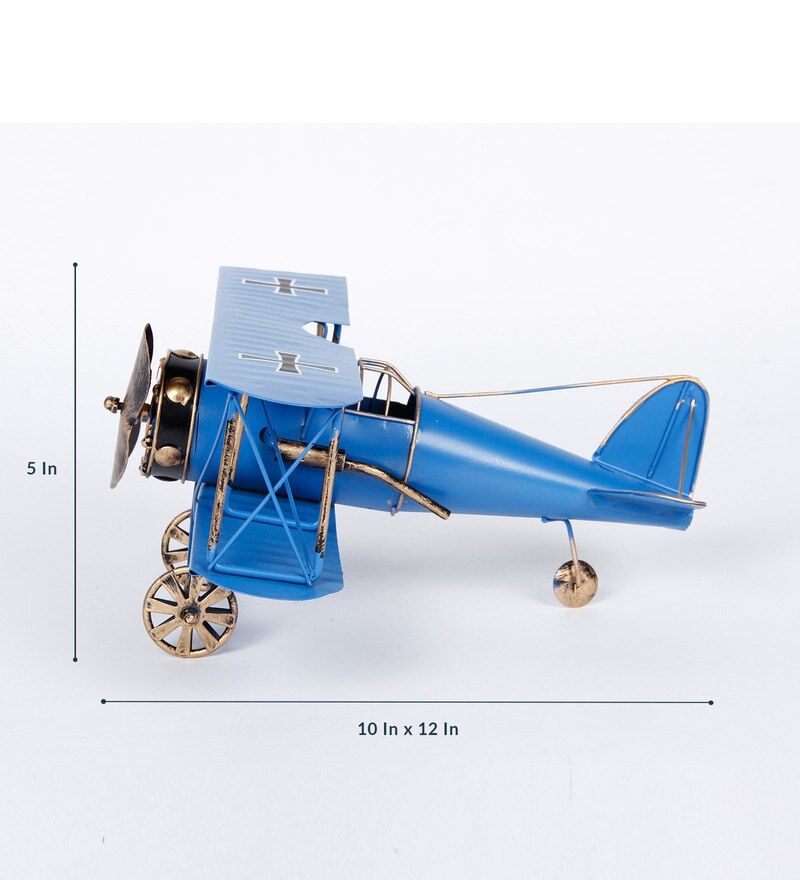 Retro Blue Miniature Military Aircraft