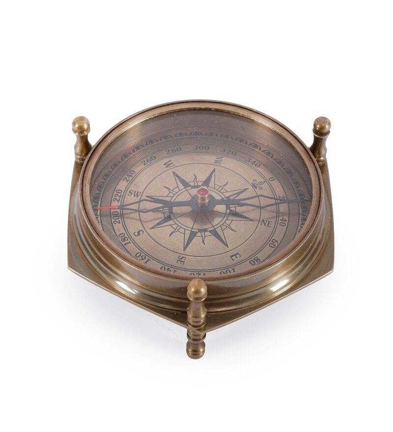Brass Antique Six Edged Vintage Compass