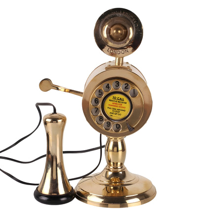 Gold Metal Antique Brass Rhombus Candle Stick Telephone