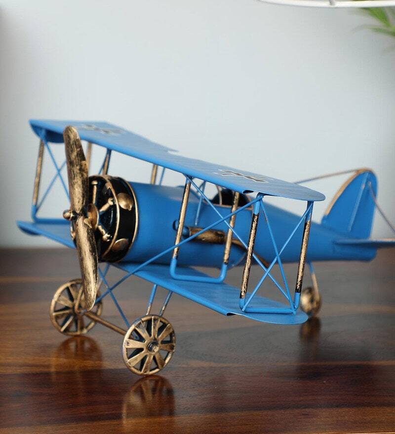 Retro Blue Miniature Military Aircraft