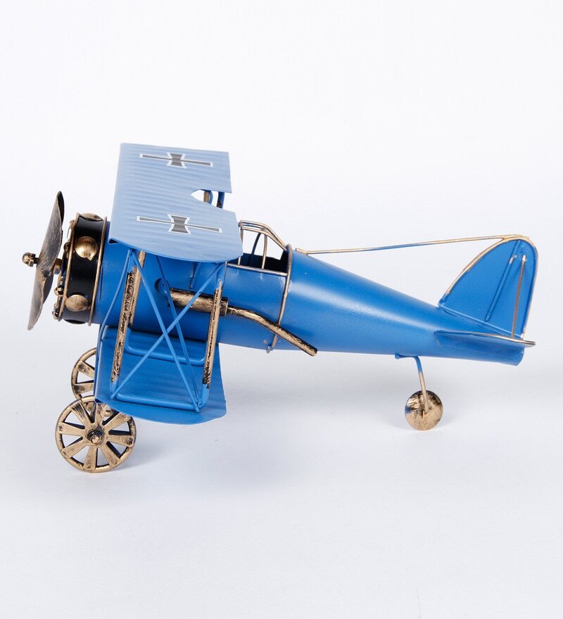 Retro Blue Miniature Military Aircraft