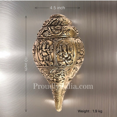 Ganesh Shankh:Multi-Faced Brass Ganapathi Sangu for Bhakti