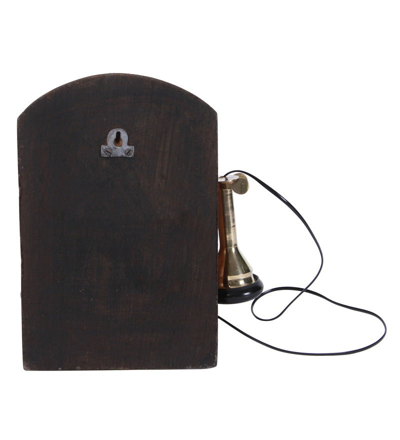 Wood And Brass Rhombus Landline Telephone With Light