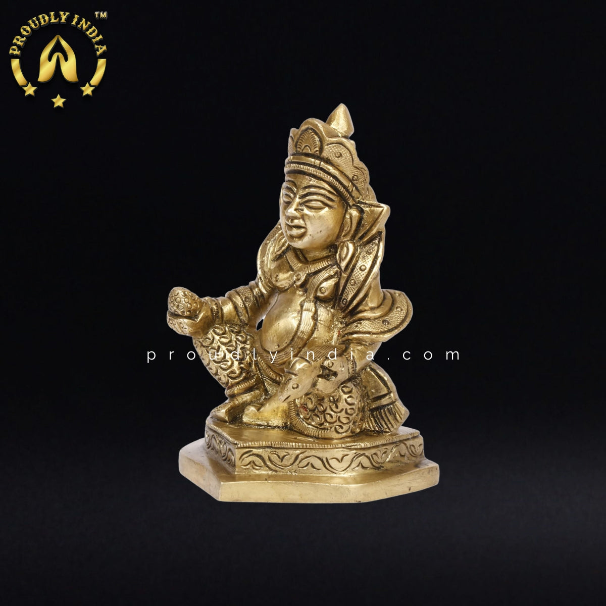 4.5" Brass Lord of treasure Kuber Idol