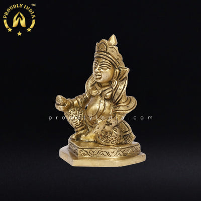 4.5" Brass Lord of treasure Kuber Idol