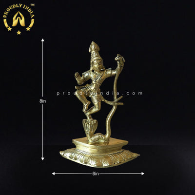 8" Brass Kaliya Krishna Statue