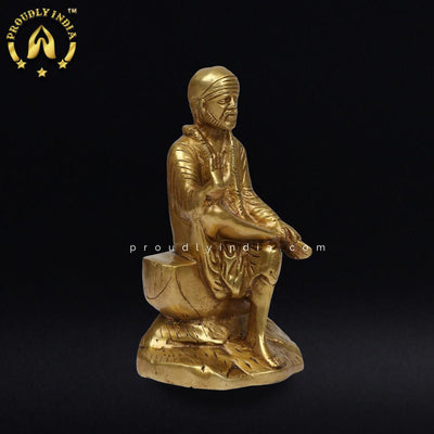 8" Brass Sitting Sai Baba Idol
