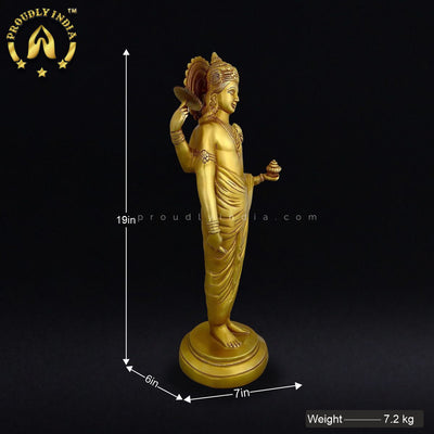 18" Dhanvantari God Brass Statue