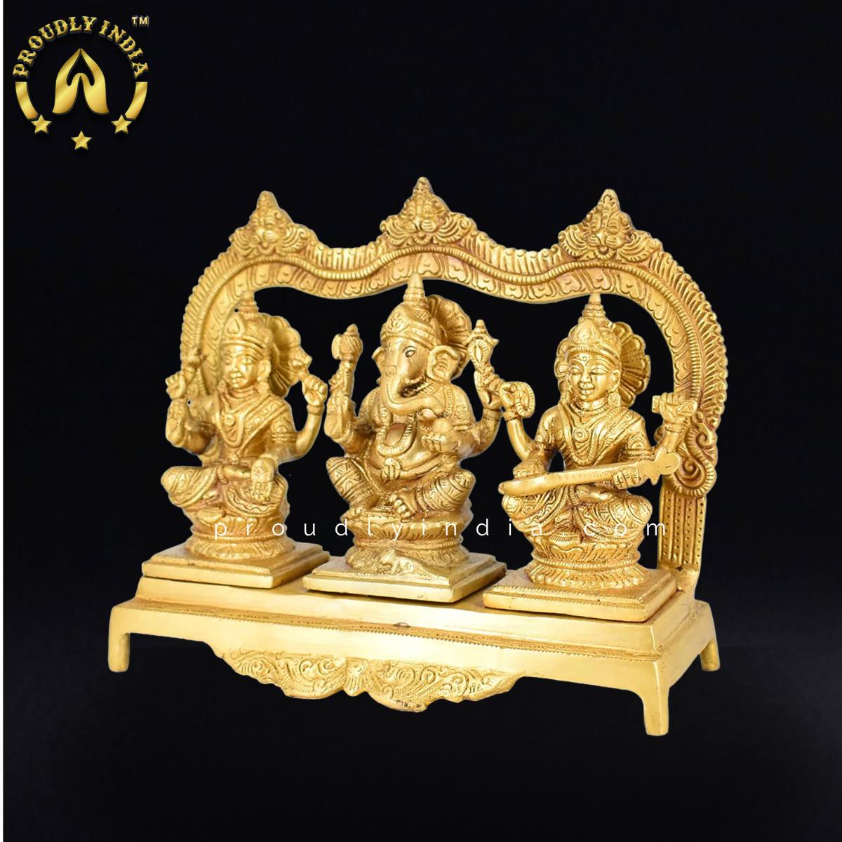 9.5" Lakshmi Ganesha Saraswati Idol