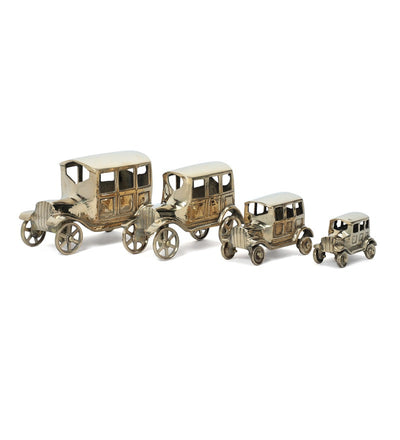 Gold Brass Vintage Car Set Of 4 Automobile Miniature