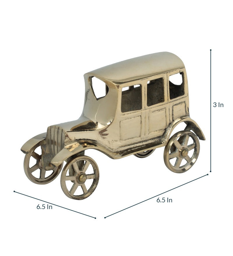 Gold Brass Vintage Car Set Of 4 Automobile Miniature