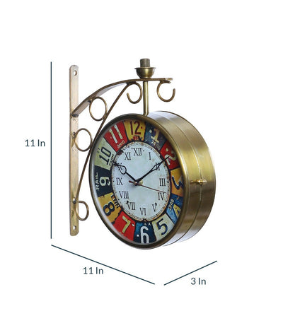 Gold Metal Colorful Dial Railway Station Clock
