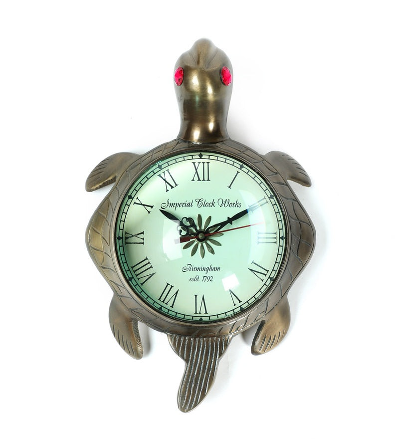 Brass Tortoise Big Wall Clock Antique Style Gold Turle Clock