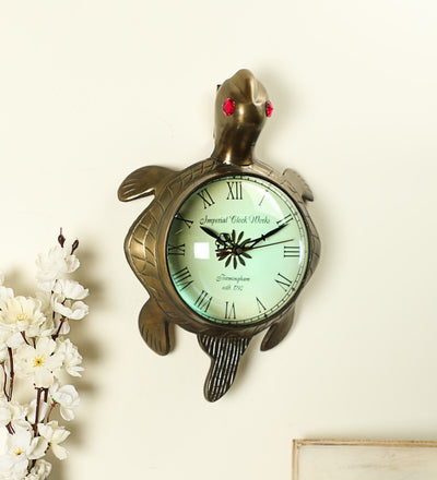 Brass Tortoise Big Wall Clock Antique Style Gold Turle Clock