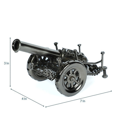 Vintage Style Grey Metal Canon Miniature Showpiece