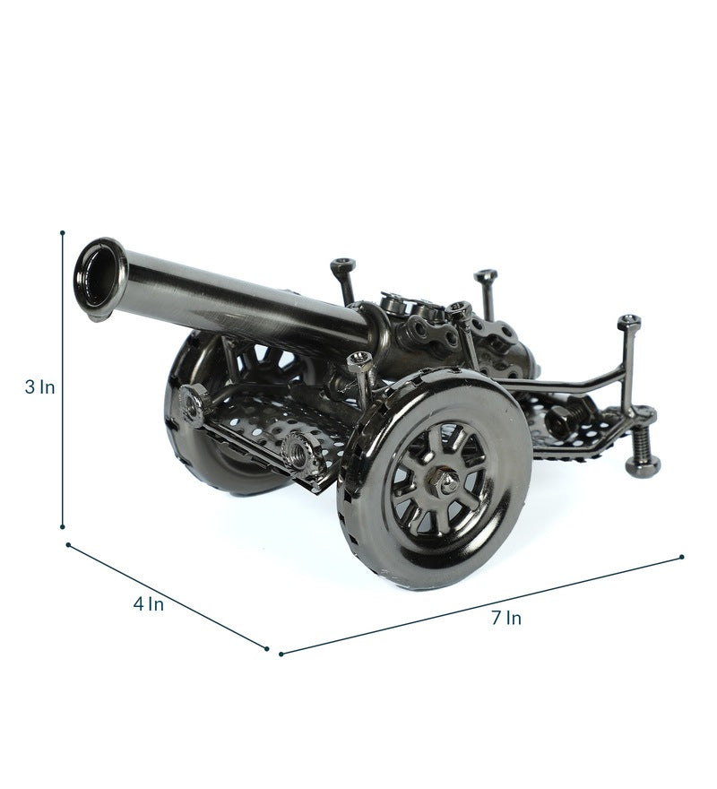 Vintage Style Grey Metal Canon Miniature Showpiece