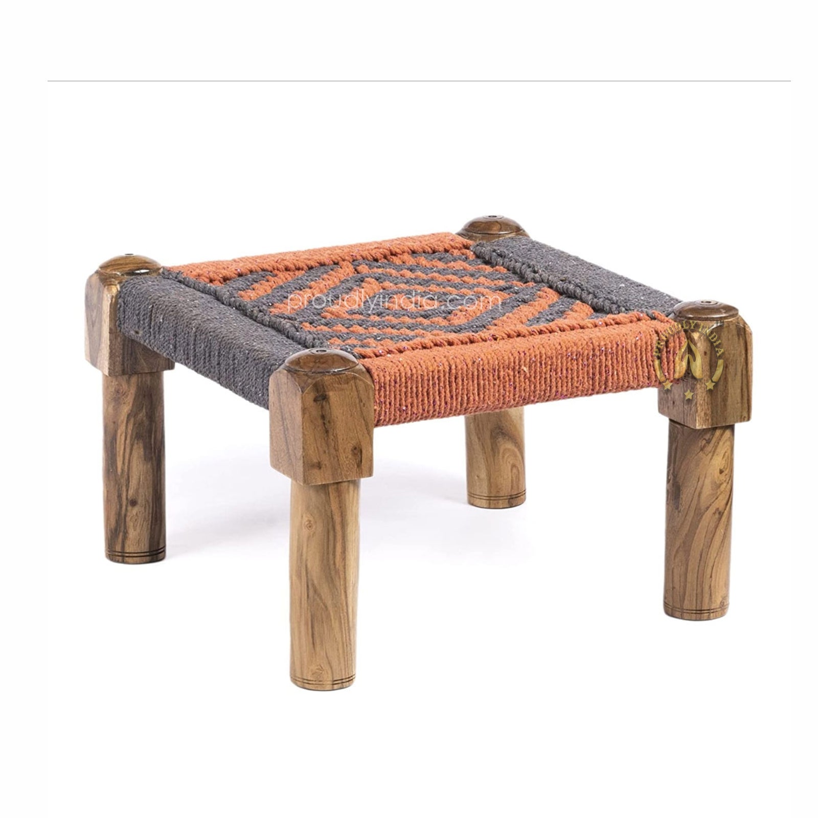 Grey & Orange Knitted Chowki
