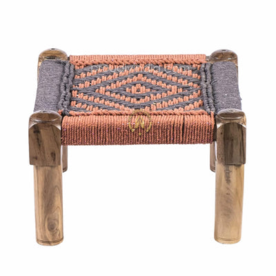 Grey & Orange Knitted Chowki